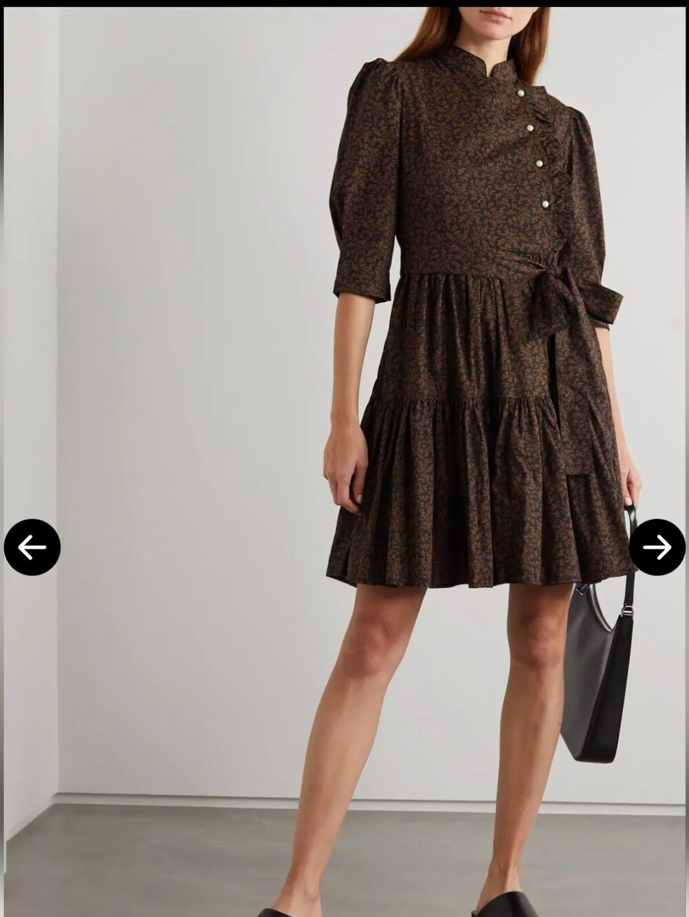 Batsheva Laura Ashley Sadie Belted Ruffled Printed Cotton Mini Dress